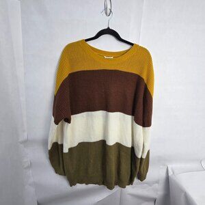 Geegee Women's 1XL Sweater - Mustard, Brown, White, & Olivie